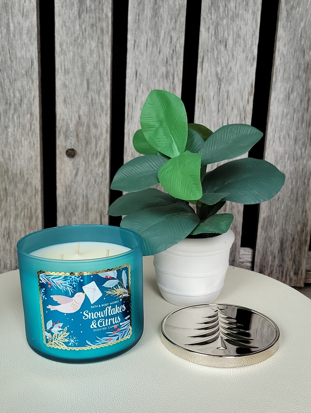 Bath & Body Works Snowflakes & Citrus Scented Candle - Teal🦩